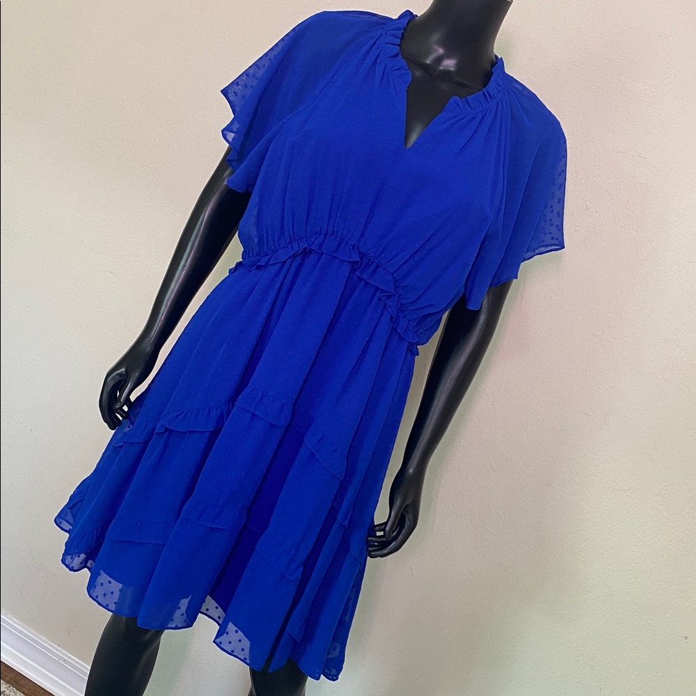 Nanette Lepore Royal Blue Ruffled Midi Dress